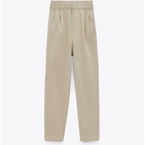 ZARA high waisted pleated tapered trousers